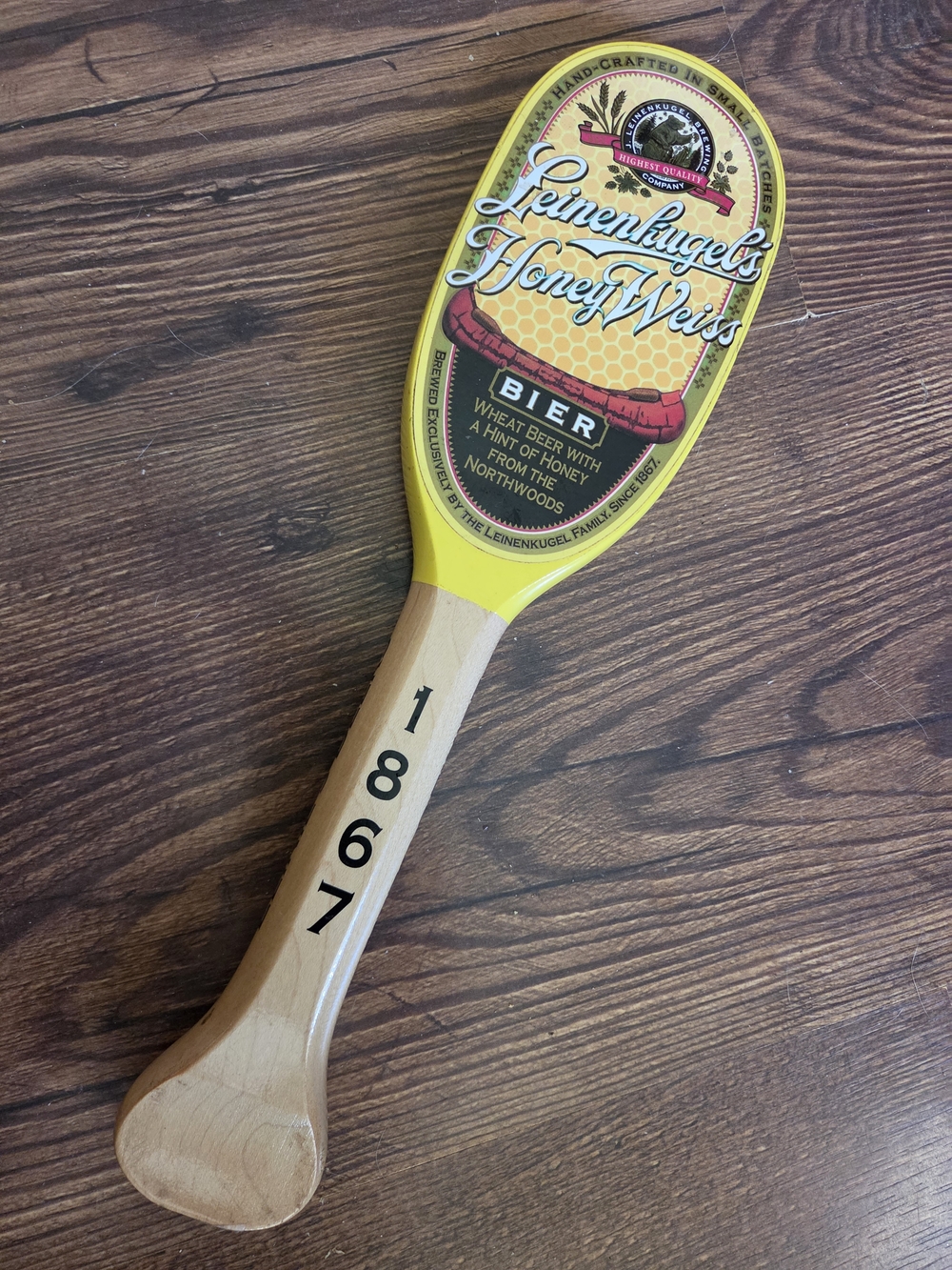Leinenkugels Honey Weiss Wooden Beer Tap Pull Gear Shifter